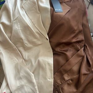 Nasty Gal Cream and Brown Blouse Set